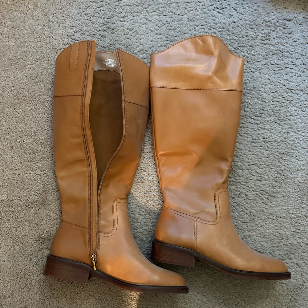 Vince Camuto wide calf boots. Size 10. Cognac NEVER WORN